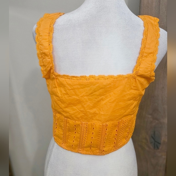 FOREVER 21 Lace Trim Corset Cotton Crop Top In Orange. Size Small NWT - Picture 12 of 16